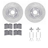 R1 Concepts 93-98 Toyota Supra Front Drilled & Slotted Silver Brake Rotor Set w/Optimum OE Pads and Hardware