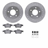 R1 Concepts 04-13 Mazda 3 Rear Drilled & Slotted Silver Brake Rotor Set w/Optimum OE Pads and Hardware