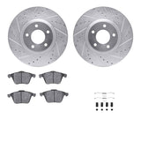 R1 Concepts 07-13 Mazda 3 Front Drilled & Slotted Silver Brake Rotor Set w/Optimum OE Pads and Hardware by R1 Concepts RNC-WGUH1-80038