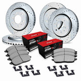 R1 Concepts 06-09 Chevrolet TrailBlazer Front & Rear Drill/Slot Silver Rotors w/Optimum Pads