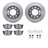R1 Concepts 03-08 Hyundai Tiburon Rear Drilled & Slotted Silver Brake Rotor Set w/Ceramic Pads and Hardware by R1 Concepts RNC-WGWH1-03004