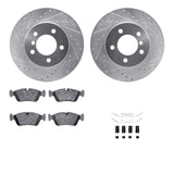 R1 Concepts 99-08 BMW 323i Front Drilled & Slotted Silver Brake Rotor Set w/Ceramic Pads and Hardware