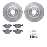 R1 Concepts 04-10 BMW 550i Front Drilled & Slotted Silver Brake Rotor Set w/Ceramic Pads and Hardware
