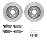 R1 Concepts 11-21 Dodge Durango Front Drilled & Slotted Silver Brake Rotor Set w/Ceramic Pads and Hardware by R1 Concepts RNC-WGWH1-42051