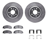 R1 Concepts 06-16 Buick Lucerne Front Drilled & Slotted Silver Brake Rotor Set w/Ceramic Pads and Hardware