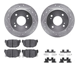 R1 Concepts 89-98 Nissan 240SX Rear Drilled & Slotted Silver Brake Rotor Set w/Ceramic Pads and Hardware