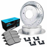 R1 Concepts 04-15 Infiniti QX56 Rear Drilled & Slotted Silver Brake Rotor Set w/Ceramic Pads and Hardware by R1 Concepts RNC-WGWH1-67106