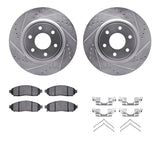 R1 Concepts 05-24 Nissan Frontier Front Drilled & Slotted Silver Brake Rotor Set w/Ceramic Pads and Hardware by R1 Concepts RNC-WGWH1-67107