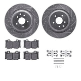 R1 Concepts 08-24 Infiniti G37 Rear Drilled & Slotted Silver Brake Rotor Set w/Ceramic Pads and Hardware by R1 Concepts RNC-WGWH1-68016