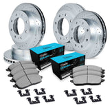 R1 Concepts 03-08 Dodge Ram 3500 Front & Rear Drill/Slot Silver Rotors w/Ceramic Pads