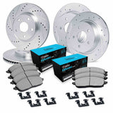 R1 Concepts 16-19 Chevrolet Malibu Front & Rear Drill/Slot Silver Rotors w/Ceramic Pads