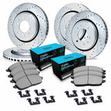 R1 Concepts 99-07 Chevrolet Silverado 1500 Front & Rear Drill/Slot Silver Rotors w/Ceramic Pads
