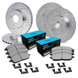R1 Concepts 92-97 Honda Civic Front & Rear Drill/Slot Silver Rotors w/Ceramic Pads