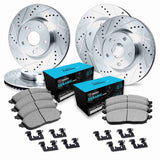 R1 Concepts 11-19 Infiniti M37 Front & Rear Drill/Slot Silver Rotors w/Ceramic Pads