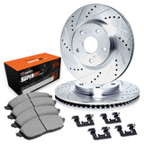 R1 Concepts 05-23 Chrysler 300 Front Drilled & Slotted Silver Brake Rotor Set w/Super Duty Pads and Hardware by R1 Concepts RNC-WGXH1-39033