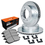 R1 Concepts 11-19 Chevrolet Suburban 3500 HD Front Drill/Slot Silver Rotors w/Super Duty Pads by R1 Concepts RNC-WGXH1-48029