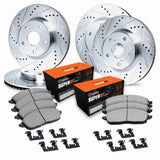 R1 Concepts 06-24 Chrysler Aspen Front & Rear Drill/Slot Silver Rotors w/Super Duty Pads by R1 Concepts RNC-WGXH2-40027