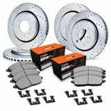 R1 Concepts 07-20 Cadillac Escalade EXT Front & Rear Drill/Slot Silver Rotors w/Super Duty Pads by R1 Concepts RNC-WGXH2-48182