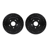 R1 Concepts 15-25 Acura TLX Rear Drilled & Slotted Black Brake Rotor Set