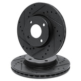 R1 Concepts 90-00 Honda Civic del Sol Front Drilled & Slotted Black Brake Rotor Set