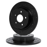 R1 Concepts 00-09 Honda S2000 Rear Drilled & Slotted Black Brake Rotor Set
