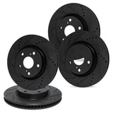 R1 Concepts 18-24 Subaru WRX Front & Rear Drilled & Slotted Black Brake Rotor Set