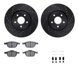 R1 Concepts 04-19 Ford Escape Front Drilled & Slotted Black Brake Rotor Set w/Euro Ceramic Pads and Hardware by R1 Concepts RNC-WHTH1-54018