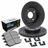 R1 Concepts 16-18 Smart Fortwo Front Drilled & Slotted Black Brake Rotor Set w/Euro Ceramic Pads and Hardware by R1 Concepts RNC-WHTH1-63090