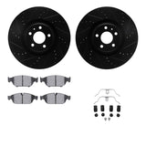 R1 Concepts 12-18 Audi A6 Quattro Front Drill/Slot Black Rotors w/Euro Ceramic Pads