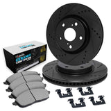 R1 Concepts 12-18 Audi A6 Quattro Front Drill/Slot Black Rotors w/Euro Ceramic Pads