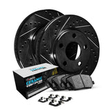 R1 Concepts 05-16 Audi A3 Rear Drilled & Slotted Black Brake Rotor Set w/Euro Ceramic Pads and Hardware by R1 Concepts RNC-WHTH1-74039
