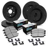R1 Concepts 17-20 Jaguar XE Front & Rear Drill/Slot Black Rotors w/Euro Ceramic Pads by R1 Concepts RNC-WHTH2-20005