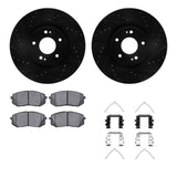 R1 Concepts 16-20 Hyundai Sonata Front Drilled & Slotted Black Brake Rotor Set w/Optimum OE Pads and Hardware by R1 Concepts RNC-WHUH1-03005