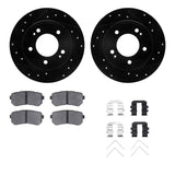 R1 Concepts 18-25 Hyundai Kona Rear Drilled & Slotted Black Brake Rotor Set w/Optimum OE Pads and Hardware by R1 Concepts RNC-WHUH1-03073