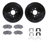 R1 Concepts 18-23 Hyundai Accent Front Drilled & Slotted Black Brake Rotor Set w/Optimum OE Pads and Hardware by R1 Concepts RNC-WHUH1-21026