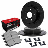 R1 Concepts 18-22 Genesis G70 Rear Drilled & Slotted Black Brake Rotor Set w/Optimum OE Pads and Hardware by R1 Concepts RNC-WHUH1-21052