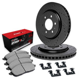 R1 Concepts 19-25 Ram 1500 Front Drilled & Slotted Black Brake Rotor Set w/Optimum OE Pads and Hardware