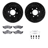 R1 Concepts 00-02 Dodge Durango Front Drilled & Slotted Black Brake Rotor Set w/Optimum OE Pads and Hardware