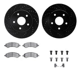 R1 Concepts 06-24 Chrysler Aspen Front Drilled & Slotted Black Brake Rotor Set w/Optimum OE Pads and Hardware by R1 Concepts RNC-WHUH1-40090
