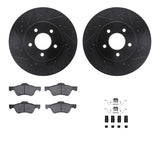 R1 Concepts 05-12 Ford Escape Front Drilled & Slotted Black Brake Rotor Set w/Optimum OE Pads and Hardware by R1 Concepts RNC-WHUH1-54169