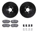 R1 Concepts 07-15 Ford Edge Front Drilled & Slotted Black Brake Rotor Set w/Optimum OE Pads and Hardware by R1 Concepts RNC-WHUH1-54188