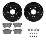 R1 Concepts 97-06 Acura Integra Rear Drilled & Slotted Black Brake Rotor Set w/Optimum OE Pads and Hardware by R1 Concepts RNC-WHUH1-59031