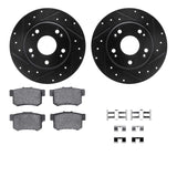 R1 Concepts 11-15 Honda CR-Z Rear Drilled & Slotted Black Brake Rotor Set w/Optimum OE Pads and Hardware by R1 Concepts RNC-WHUH1-59049