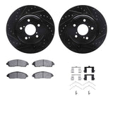 R1 Concepts 16-25 Acura MDX Front Drilled & Slotted Black Brake Rotor Set w/Optimum OE Pads and Hardware by R1 Concepts RNC-WHUH1-59101