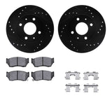 R1 Concepts 91-17 Nissan Sentra Front Drilled & Slotted Black Brake Rotor Set w/Optimum OE Pads and Hardware