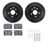 R1 Concepts 06-13 Lexus IS250 Rear Drilled & Slotted Black Brake Rotor Set w/Optimum OE Pads and Hardware by R1 Concepts RNC-WHUH1-75019