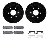 R1 Concepts 99-08 Cadillac Escalade Front Drilled & Slotted Black Brake Rotor Set w/Ceramic Pads and Hardware