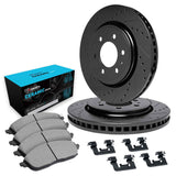 R1 Concepts 99-08 Cadillac Escalade Front Drilled & Slotted Black Brake Rotor Set w/Ceramic Pads and Hardware