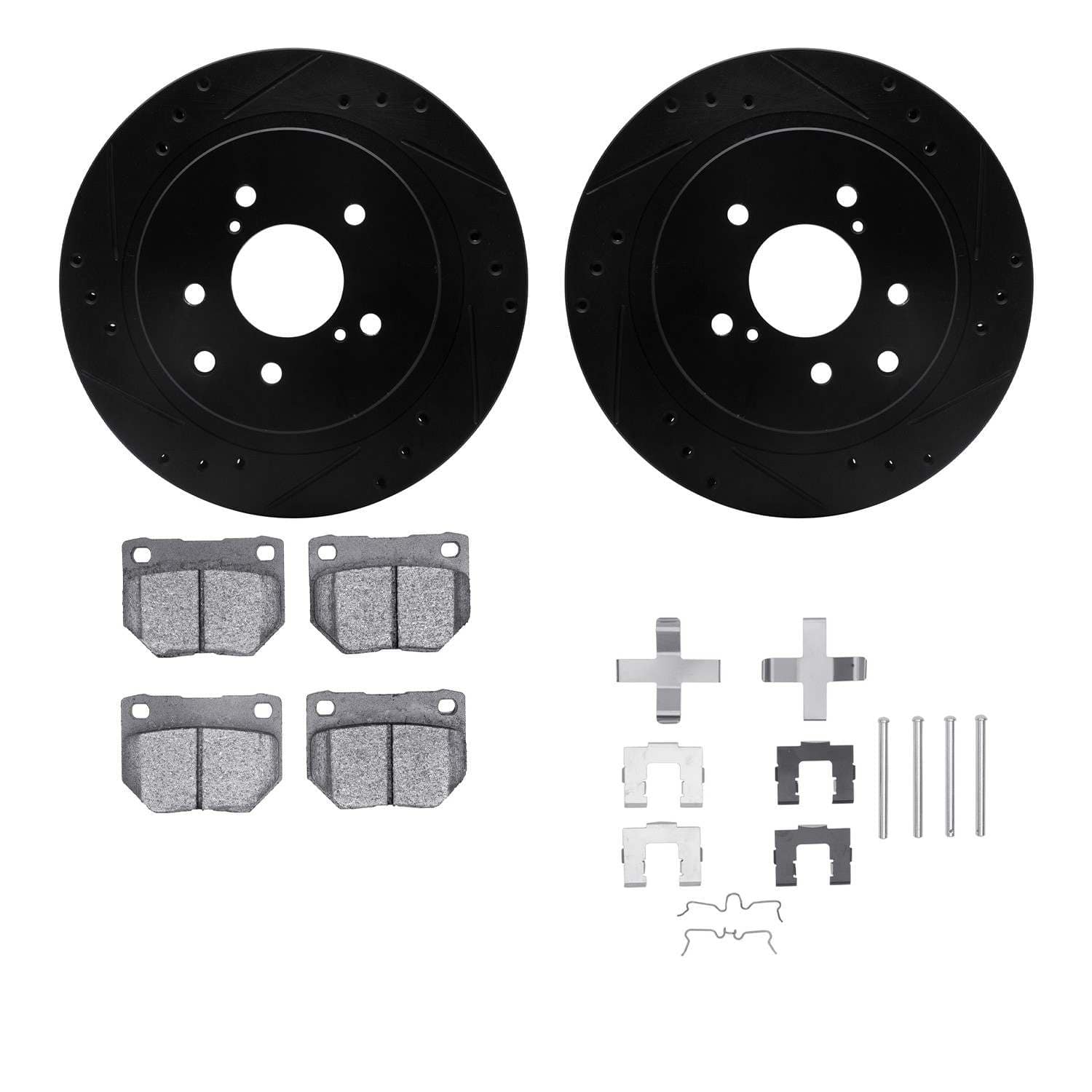 R1 Concepts 89-96 Nissan 300ZX Rear Drilled & Slotted Black Brake