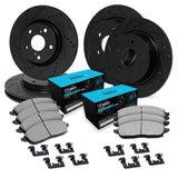 R1 Concepts 10-15 Lexus CT200h Front & Rear Drill/Slot Black Rotors w/Ceramic Pads